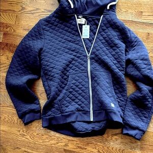 Med New men’s Marine Layer Corbett quilted Full Zip Hoodie in navy Heather logo